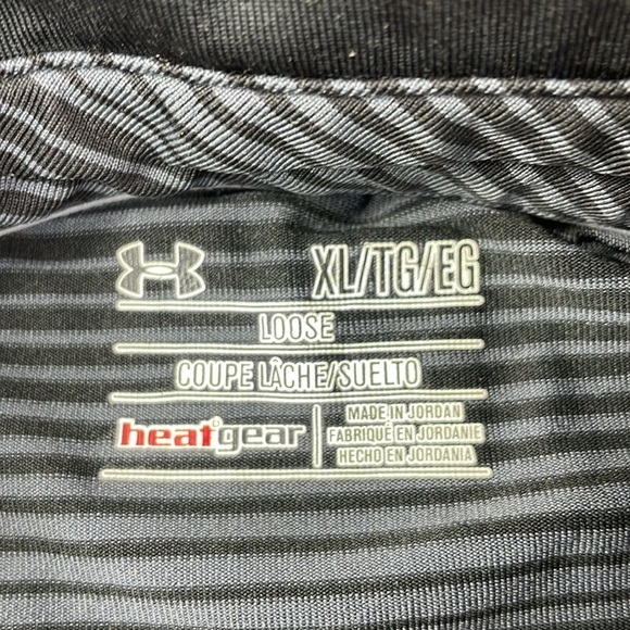 Under Armour Mens HeatGear Black Grey Striped Short Sleeve Polo, Cold Black, XL - Picture 3 of 8